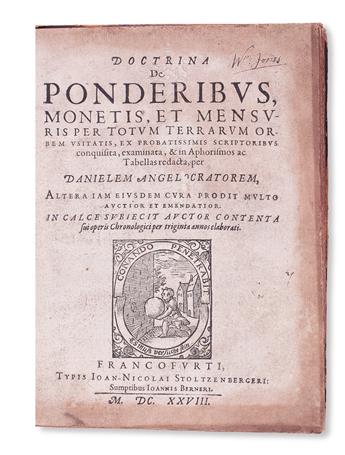 ANGELOCRATOR, DANIEL. Doctrina de ponderibus, monetis, et mensuris per totum terrarum orbem usitatis.  1628